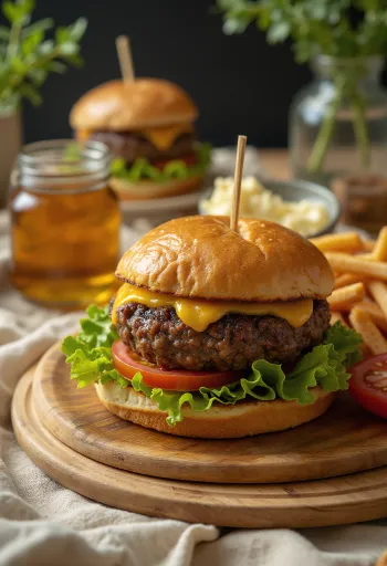 Burger di carne di foca servito con lattuga, pomodoro e maionese.