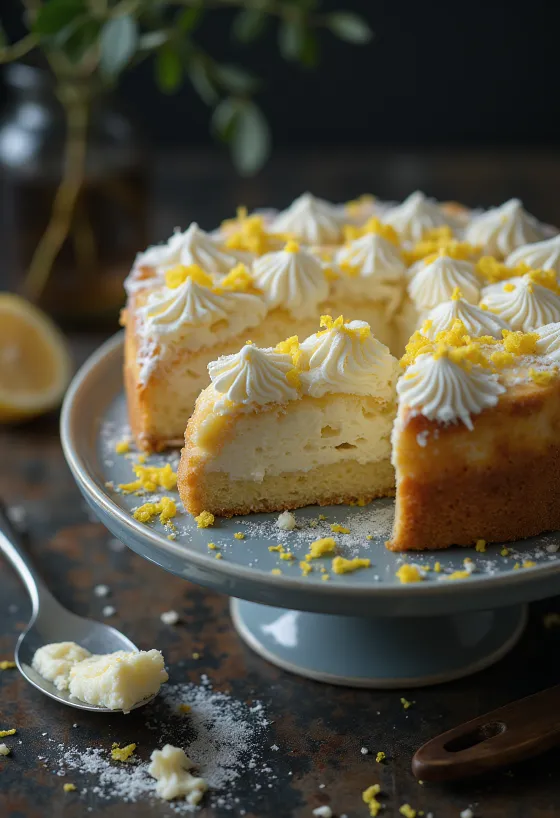 Torta di ricotta classica spolverata di zucchero a velo