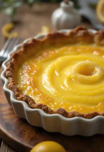 Crostata al limone e arancia servita