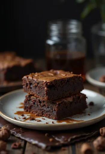Brownie al cioccolato con crosticina croccante e interno morbido, tagliato a fette