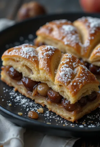 Linzer con castagne e mele servito