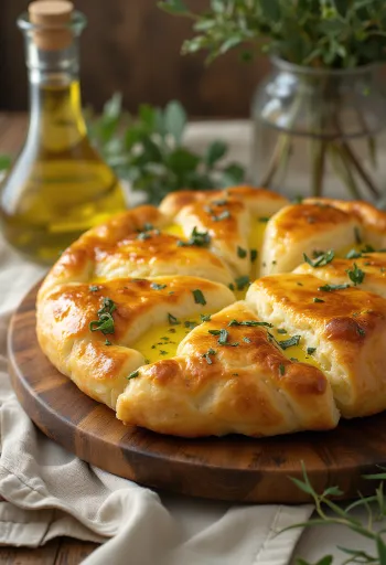 Khachapuri all'olio d'oliva, focaccine al formaggio fresche e dorate con olio d'oliva