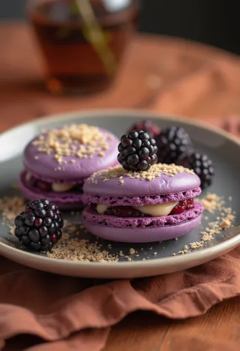 Macaron alle mandorle e crema di more