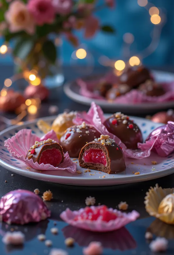 Cioccolatini rettangolari con ripieno di gelatina lucida
