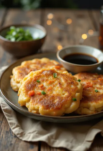 Frittelle di fagioli mungo dorate e croccanti in padella con salsa