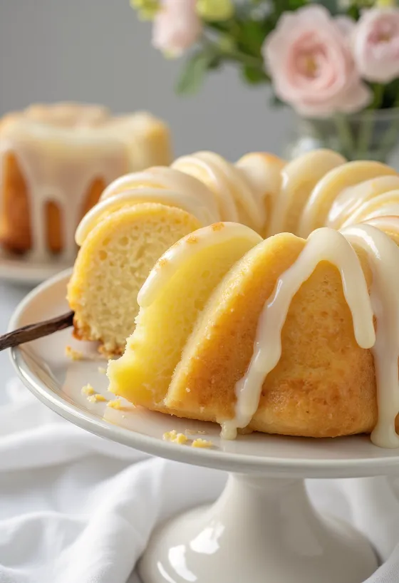 Ciambella al limone e vaniglia servita