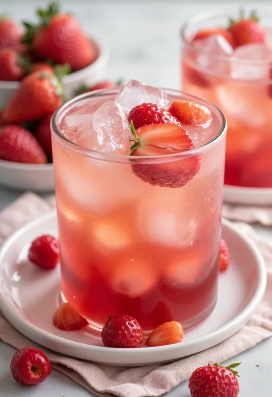 Sidro ghiacciato alla fragola servito in bicchiere