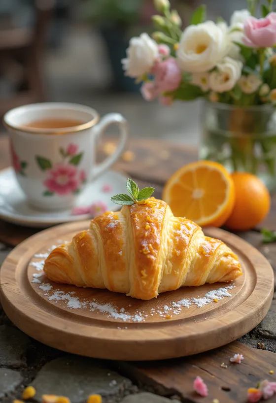 Croissant ai fiori d'arancio serviti