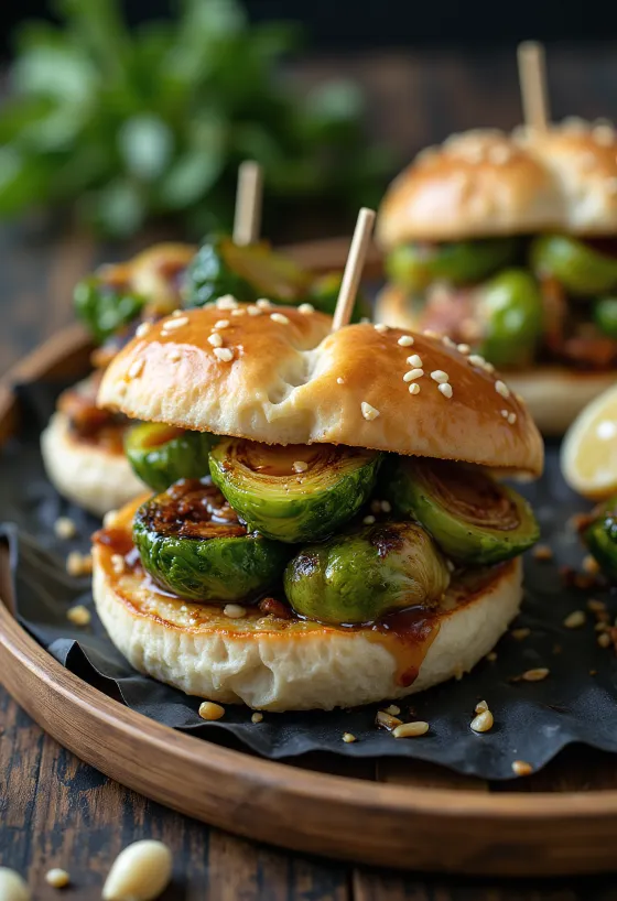 Bao bun con cavoletti di Bruxelles arrostiti servito