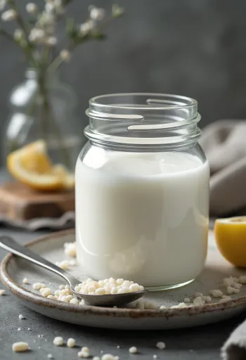 Kefir di latte in bottiglia di vetro