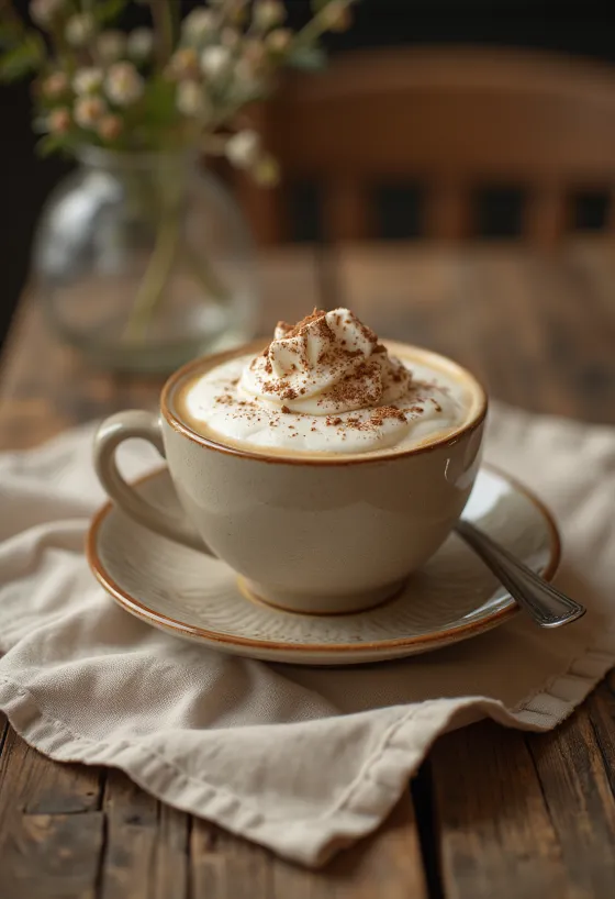 Caffè alla vaniglia con panna montata soffice