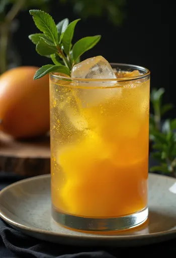 Sidro australiano al mango in bicchiere decorato con lime