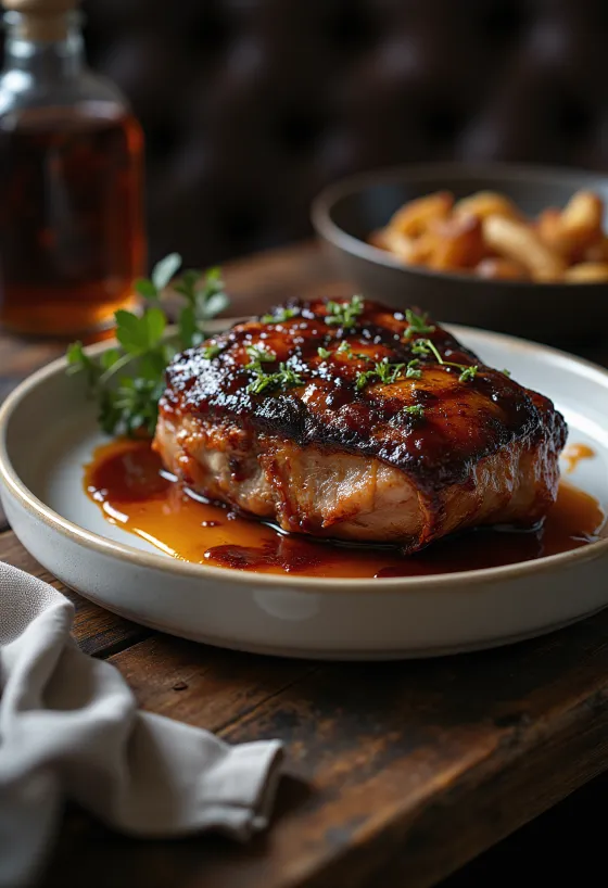 Stinco affumicato BBQ servito