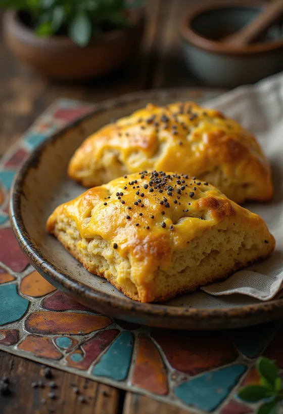 Scones salati pepe e senape serviti