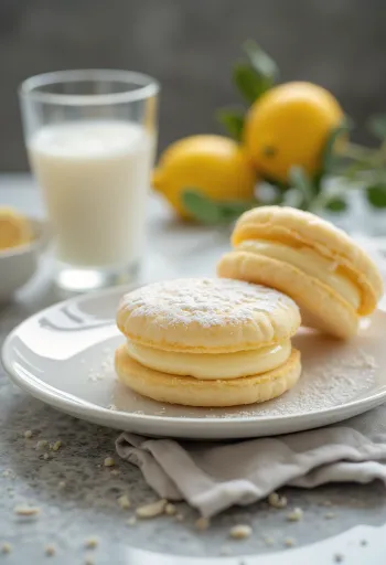 Linzer al limone e vaniglia serviti