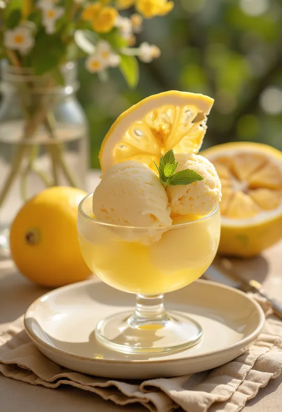 Gelato alla carambola servito