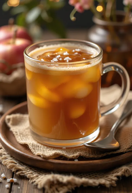 Sidro di mele al caramello servito