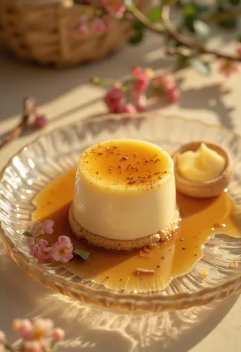 Torta Panna Cotta al caramello servita a fette