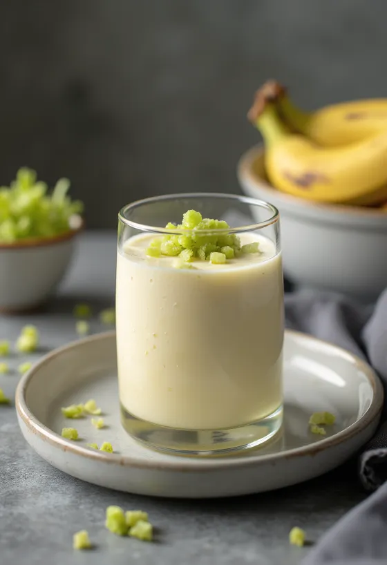 Yogurt probiotico alla banana servito con menta fresca