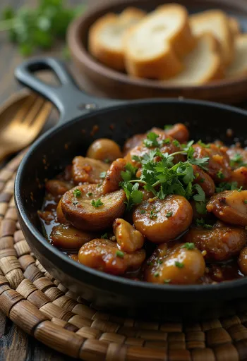 Ragù di funghi piccante grigliato al BBQ servito
