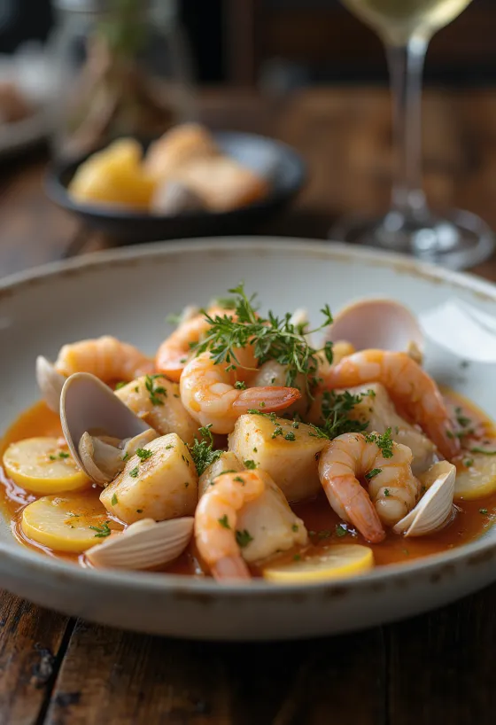 Zuppa di pesce Caldeirada ricca di frutti di mare