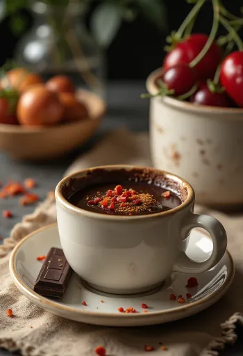 Panna cotta al cioccolato e peperoncino in bicchiere