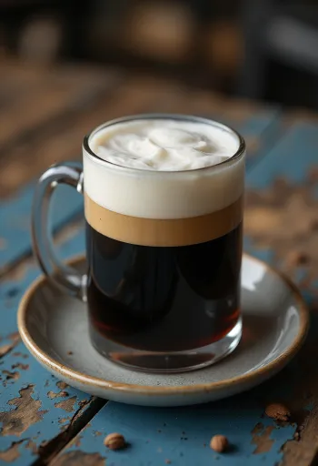 Irish Coffee decorato con panna montata e whiskey