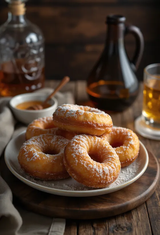 Krapfen fritti dorati spolverati di zucchero a velo
