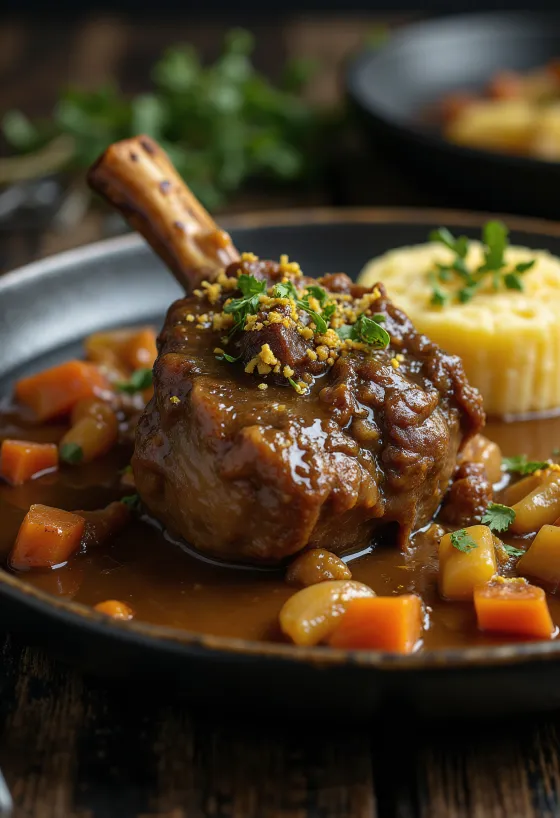Ossobuco con gremolada servito con risotto