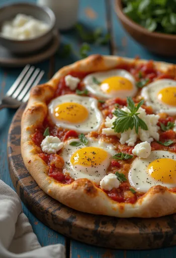 Pizza con melanzane fritte e fiocchi di ricotta
