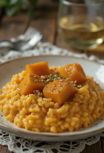 Risotto cremoso alla zucca servita