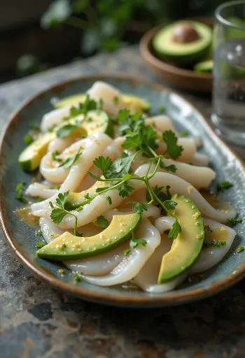 Tiradito con avocado, succo di lime e coriandolo fresco