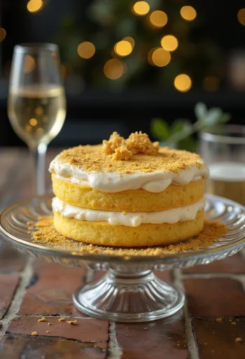 Torta dorata con decorazioni eleganti