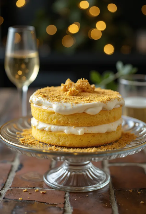 Torta dorata con decorazioni eleganti