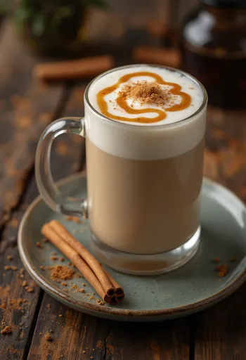 Latte al caramello e cannella servito fresco