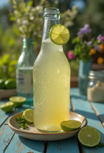 Sidro messicano al lime in bicchiere con fette di lime