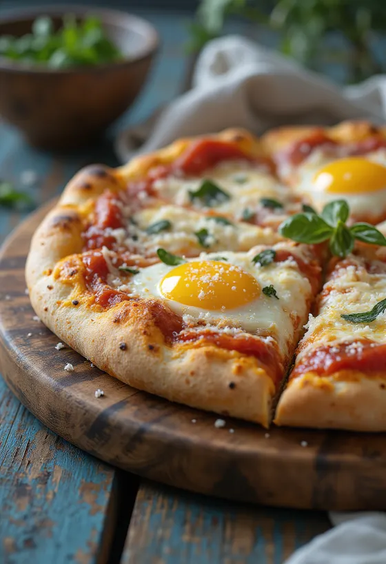 Pizza con strati di melanzane fritte e parmigiano