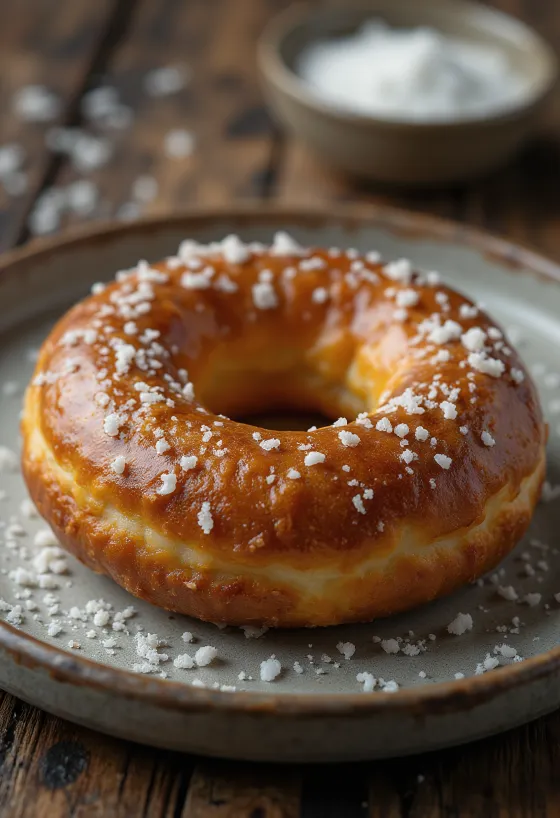 Soft Pretzel Doughnut servito con sale grosso