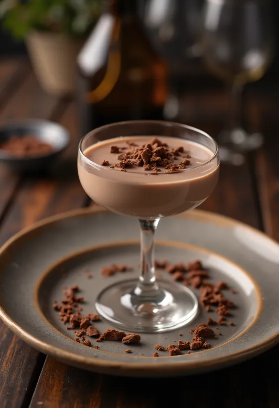 Panna cotta al liquore al cioccolato servita