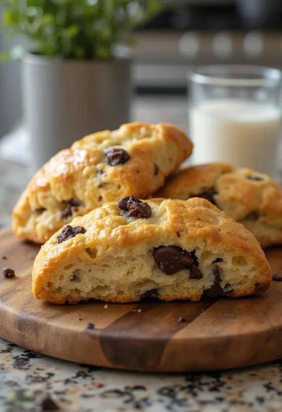 Scones dolci cioccolato e miele appena sfornati