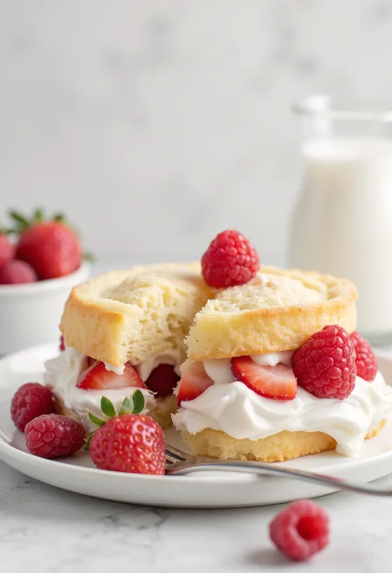 Torta semplice alla panna servita