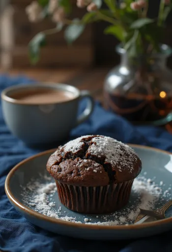Muffin al cacao serviti su un piatto