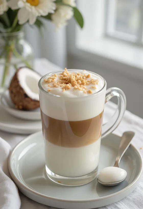 Latte al latte di cocco servito fresco