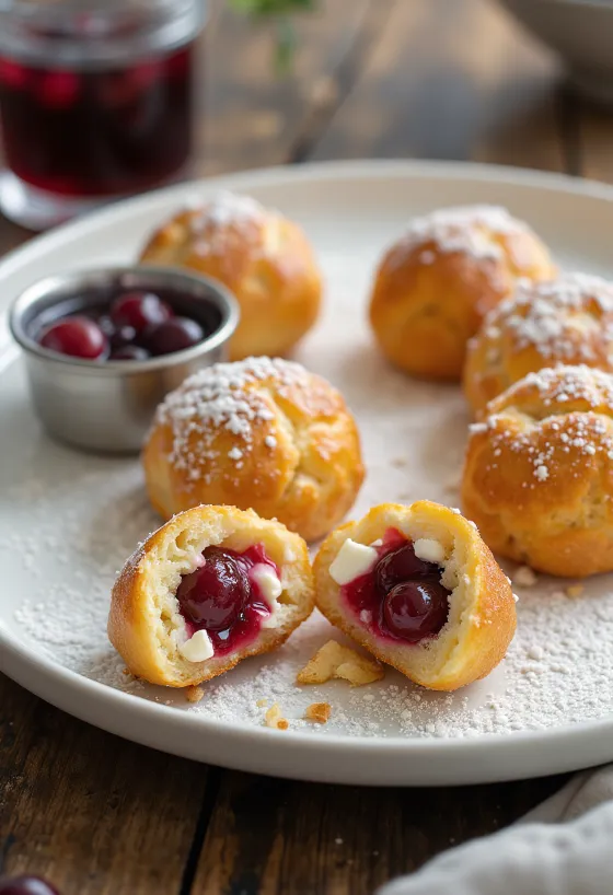 Æbleskiver con ripieno di mirtilli rossi, feta e un pizzico di vaniglia