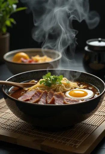 Beef ramen servito con carne di manzo