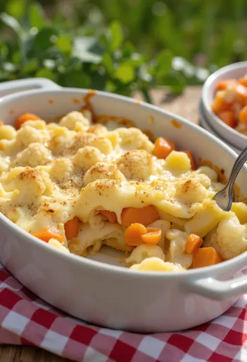 Sformato di cavolfiore e verdure servito