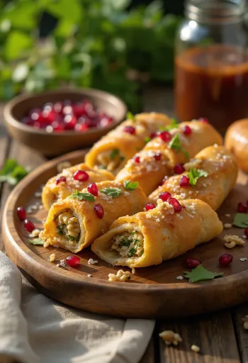 Versione vegana del Badrijani, servito in salsa speziata, decorato con coriandolo