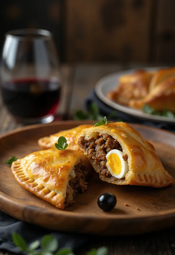 Empanadas de pino cilene servite, di colore dorato