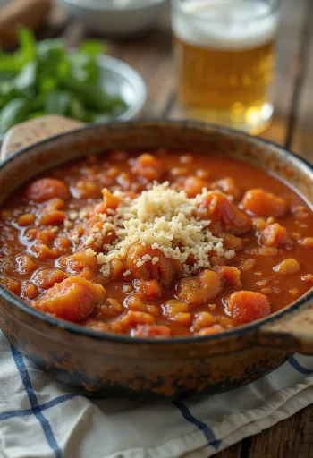Salsa pomodoro birra curry servita