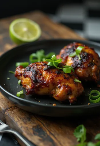 Pollo Jerk servito con lime e insalata